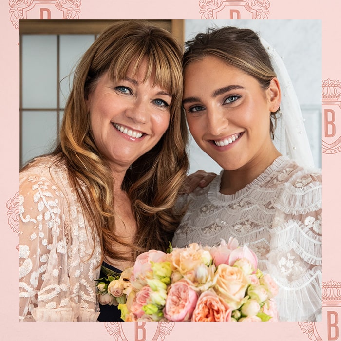 Image containing smiling Bride and Mother, showcasing the 'Mother of the Bride' makeup look