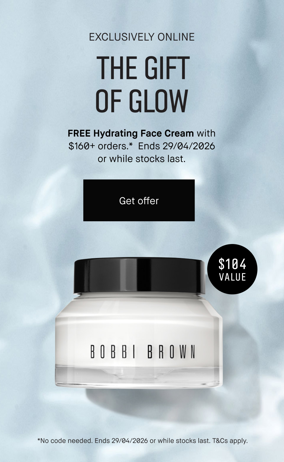 FREE Hydrating Face Cream with​ $160+ orders.